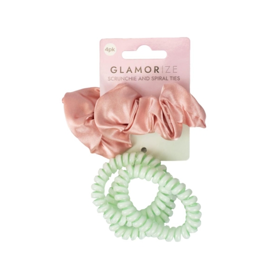 SCRUNCHIE 1PK AND SPIRAL HAIR TIE 3PK SET