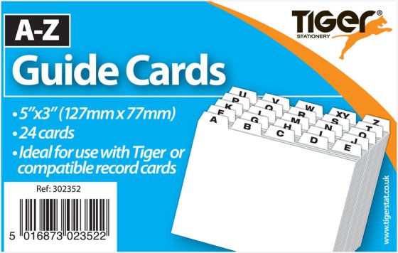 ** WIGIG ** A-Z RECORD GUIDE CARD SET 5X3