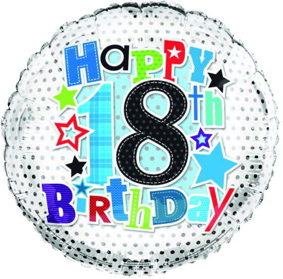 SH12823 BALLOON 18IN FOIL AGE 18 MALE